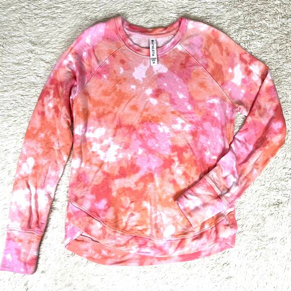 Athleta Mindset Printed Sweatshirt in Positive Latitude Tie Dye Tulip Hem Lounge - Picture 2 of 9